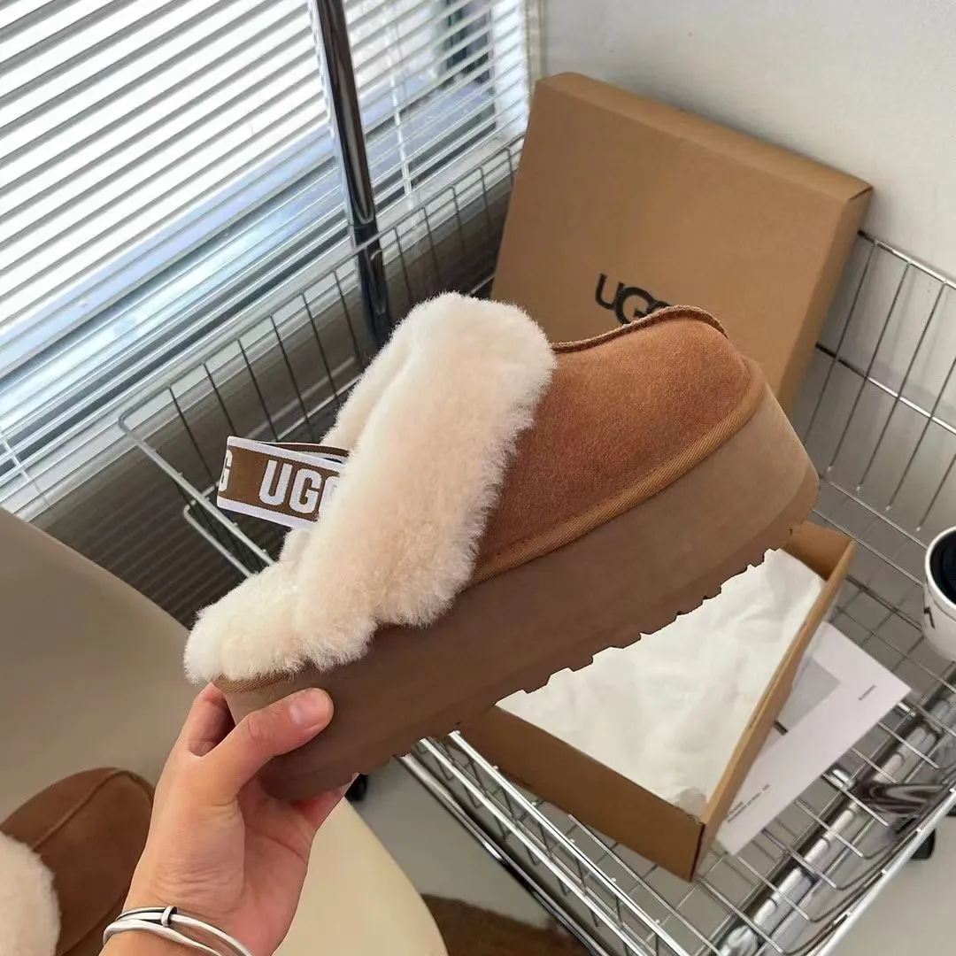 💰 480 UGG sheepskin all-in-one snow boots official website recommends 3474 5-layer 5 cm thick-soled slippers Color: Chocolate Mustard Black Gray Maroon Dusk Pink Size: 35-41